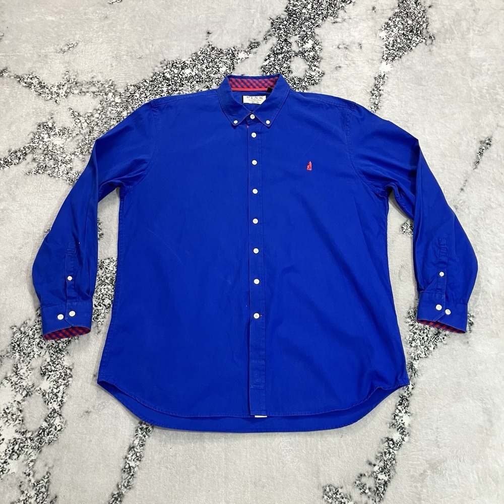 Thomas Pink Shirtmaker Button Down Shirt Royal Blue Embroidered Logo 3XL